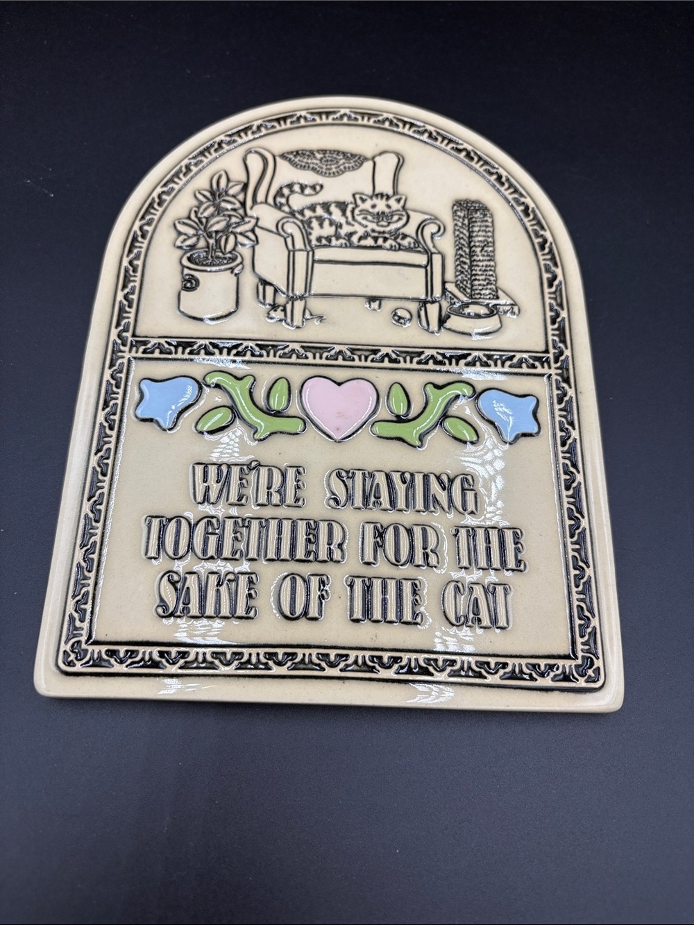 Ceramic Cat Plaque Decor